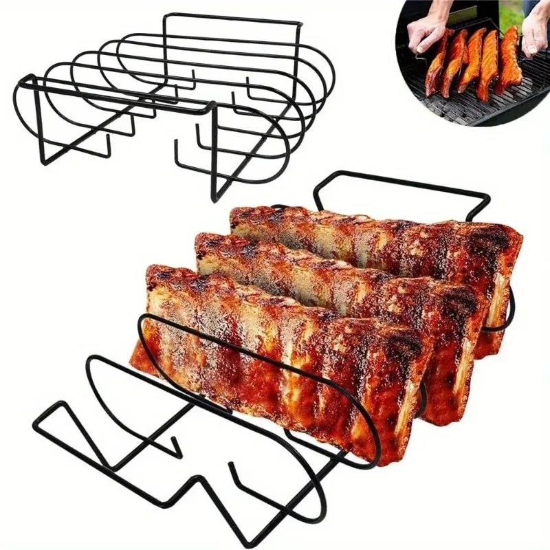 Estante antiadherente para costillas de barbacoa, estantes para filetes de barbacoa, parrilla de costillas de carne negra para ahumador de Gas, herramientas para barbacoa, 1 ud.
