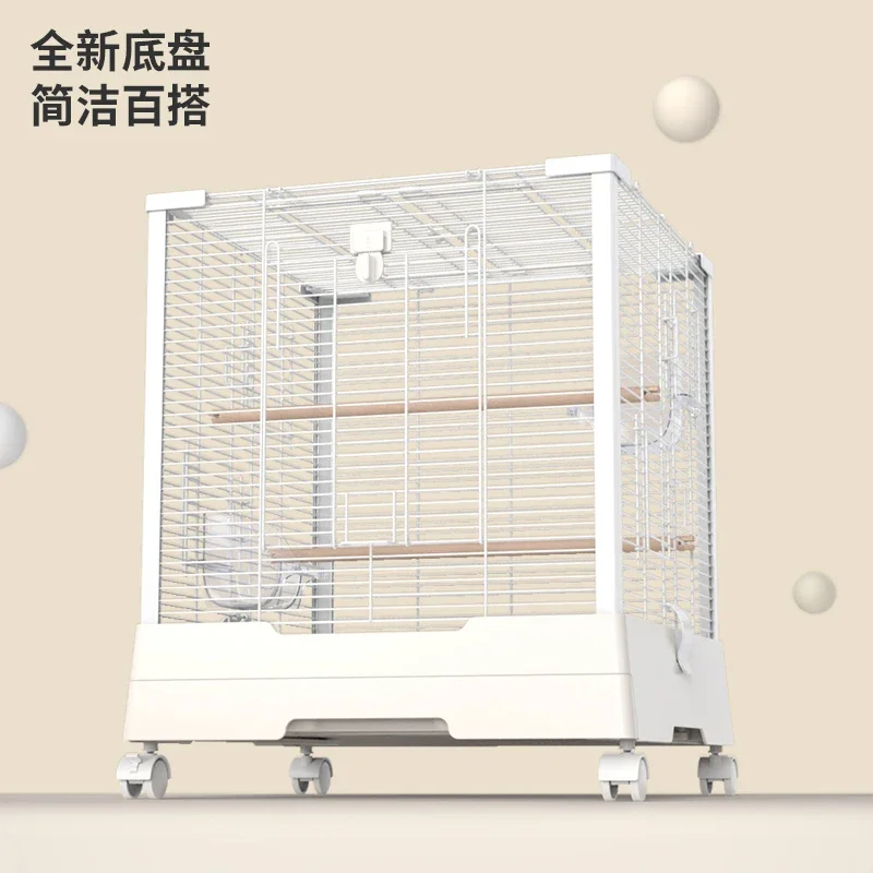 You Whoosh Luxury Villa Large Bird Cage Tiger Skin Peony Cockatoo Cage Square Aluminum Column Stainless Steel Cage