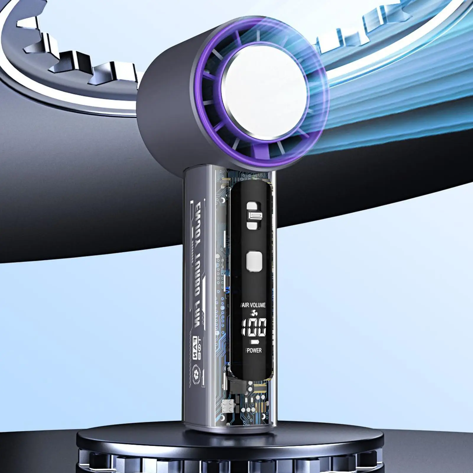 

Маленький ручной вентилятор для охлаждения, портативный ручной вентилятор со светодиодным дисплеем, 100-скоростной перезаряжаемый воздушный охладитель для женщин и детей, пеших прогулок, путешествий