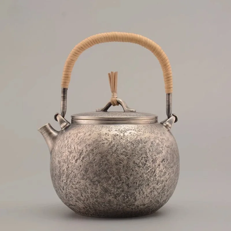 Pure Handmade Silver Pot Sterling Silver 999 Bubble Teapot Kettle Japanese Silver Pot