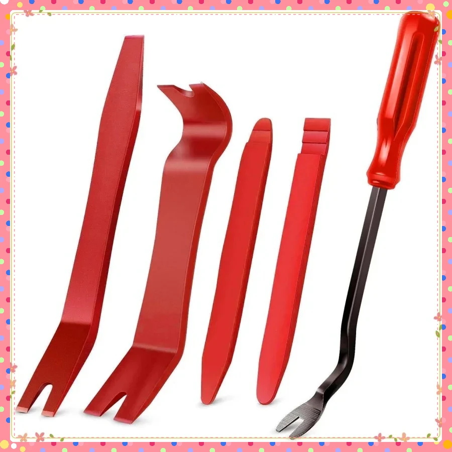 

5 шт. красный набор инструментов для подъема автомобиля, съемник приборной панели без царапин для установки радио стерео, ремонт салона автомобиля, механика своими руками