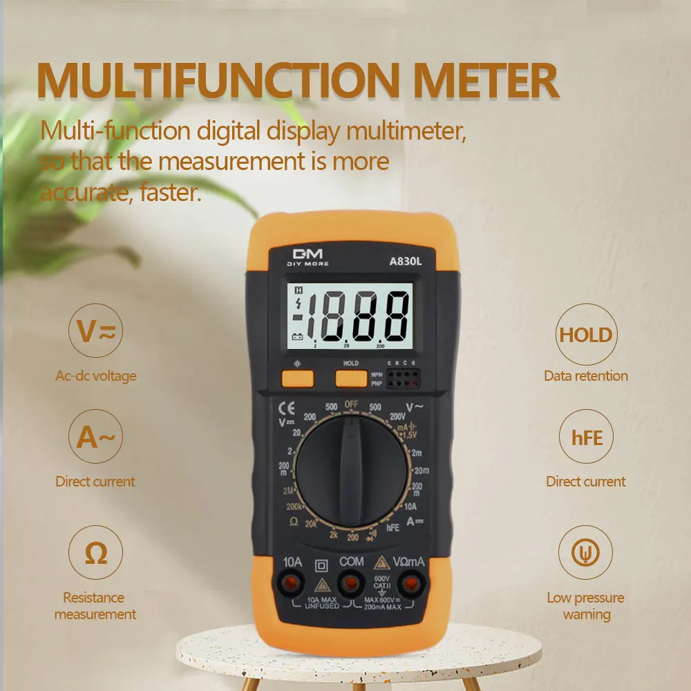 A830L 2000 Count Multimeter AC DC 600V Household Electrical Instrument Diode Transistor Voltage And Current Meter Multimeter