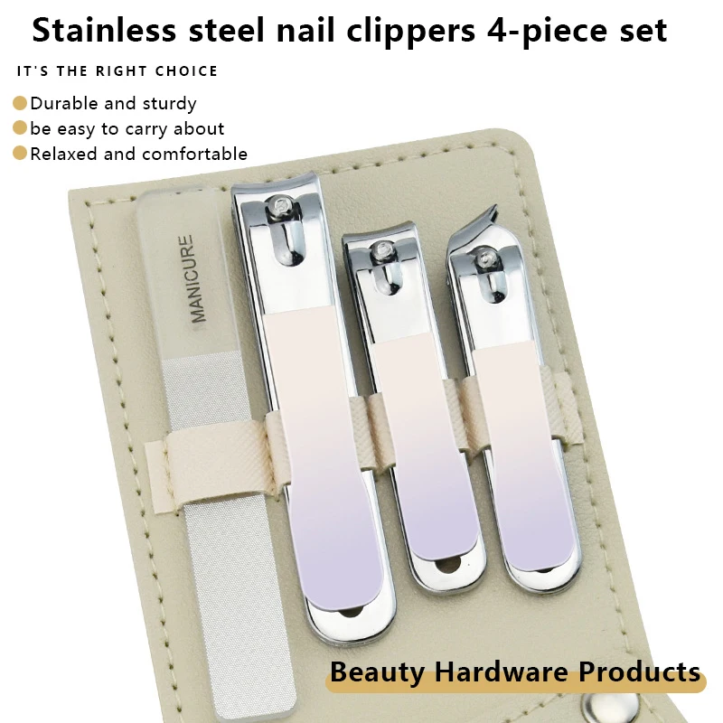 Juego de cortaúñas de acero inoxidable con caja, kit de cortador de manicura, tijeras, herramienta de belleza y maquillaje, 1 Set