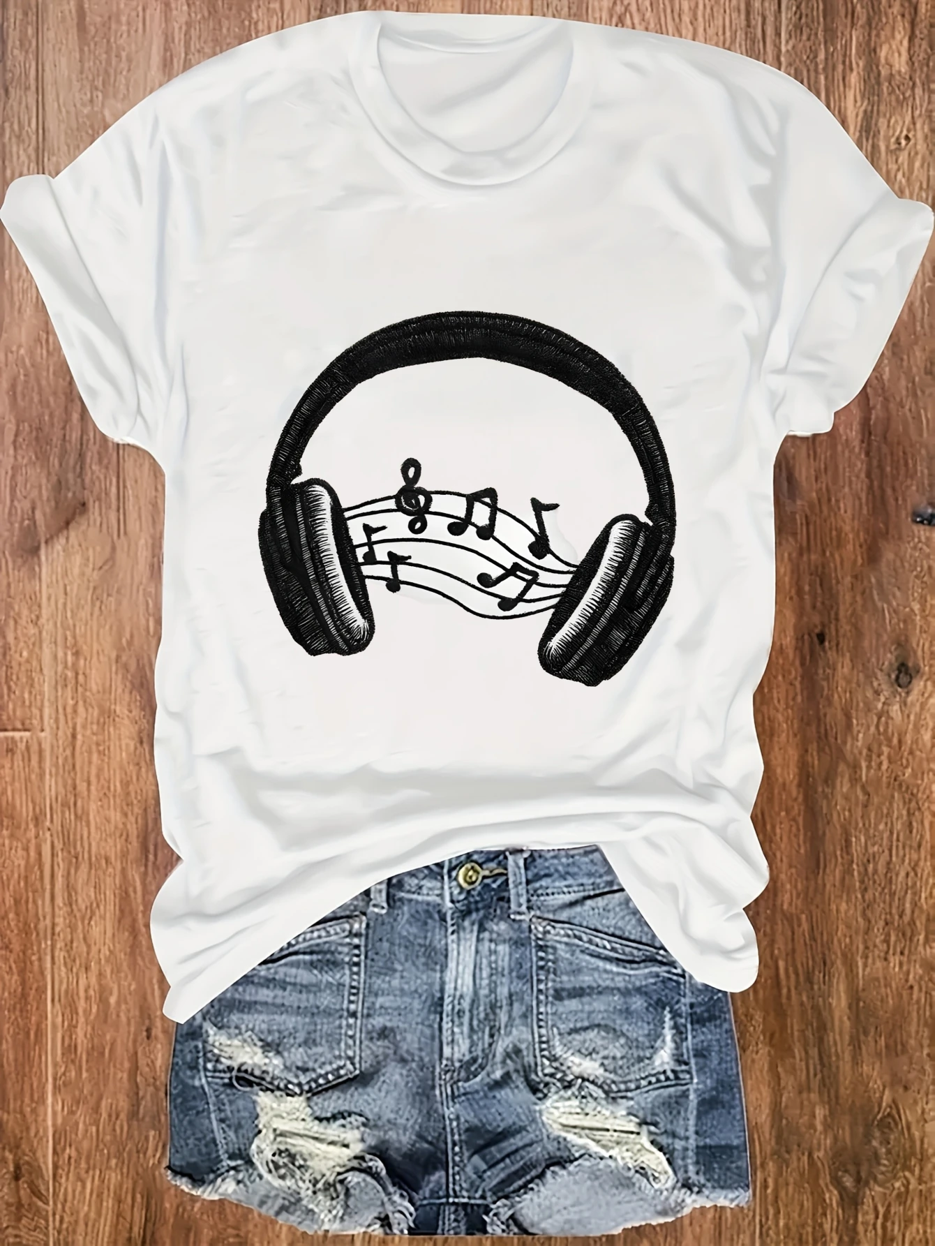 

women's plus size tank top Headphones Music Notes Design Print Suitable for sports and daily wear summer fashion tops summer