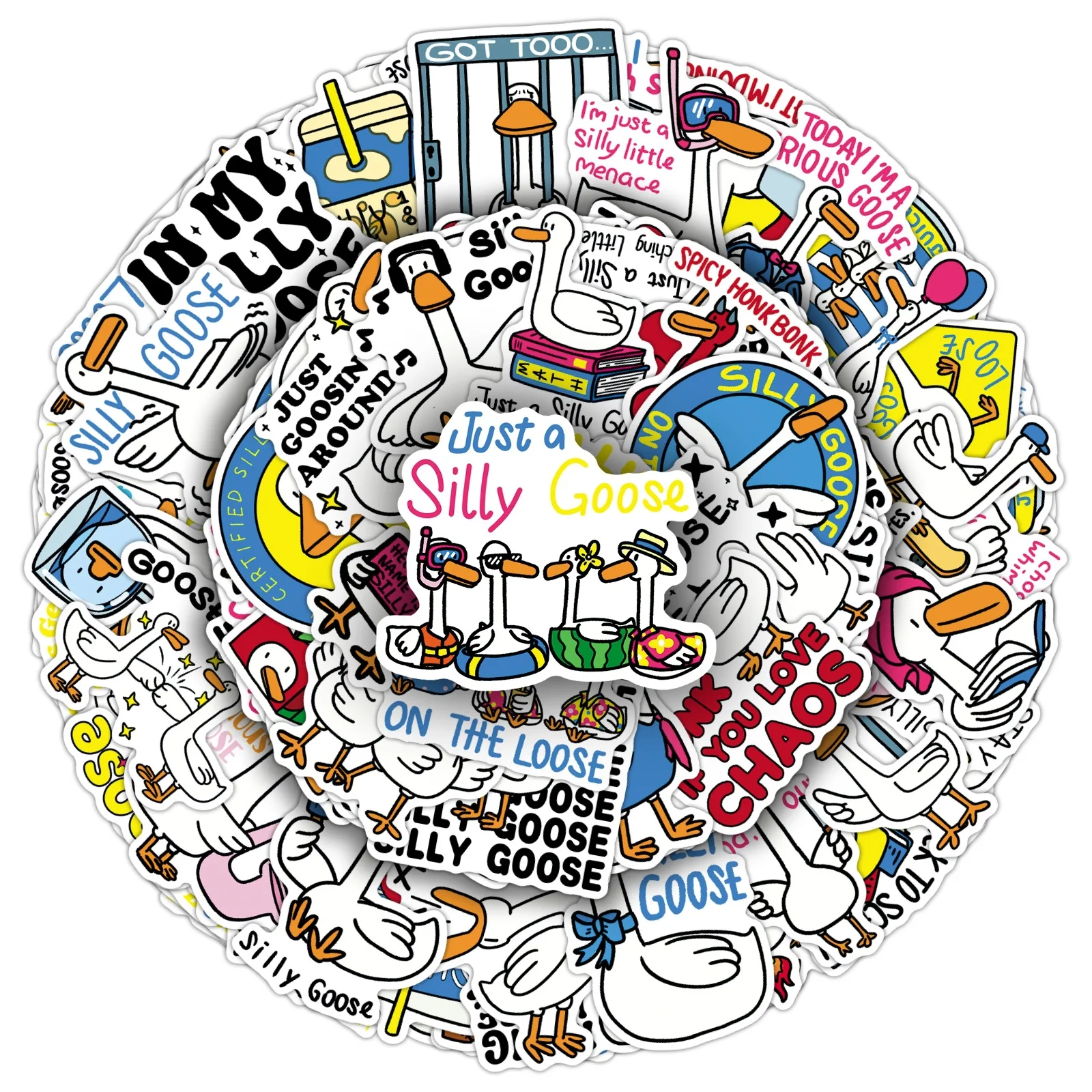 50PCS Creative White Goose Meme Stickers Funny Goose Decal DIY Luggage Phone Guitar Scraphbook Waterproof Stickers Party Gifts