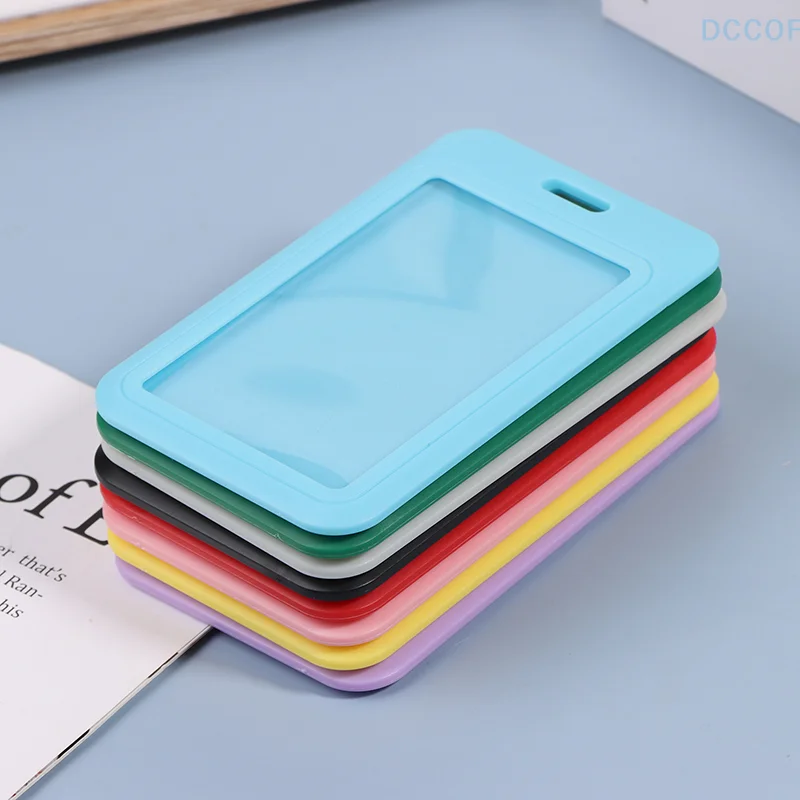 1Pc Two-Sided Credit Card Cover Hard Plastic Badge Holders With Slot For Event Staff Tag ID Card Holder Pass Strap