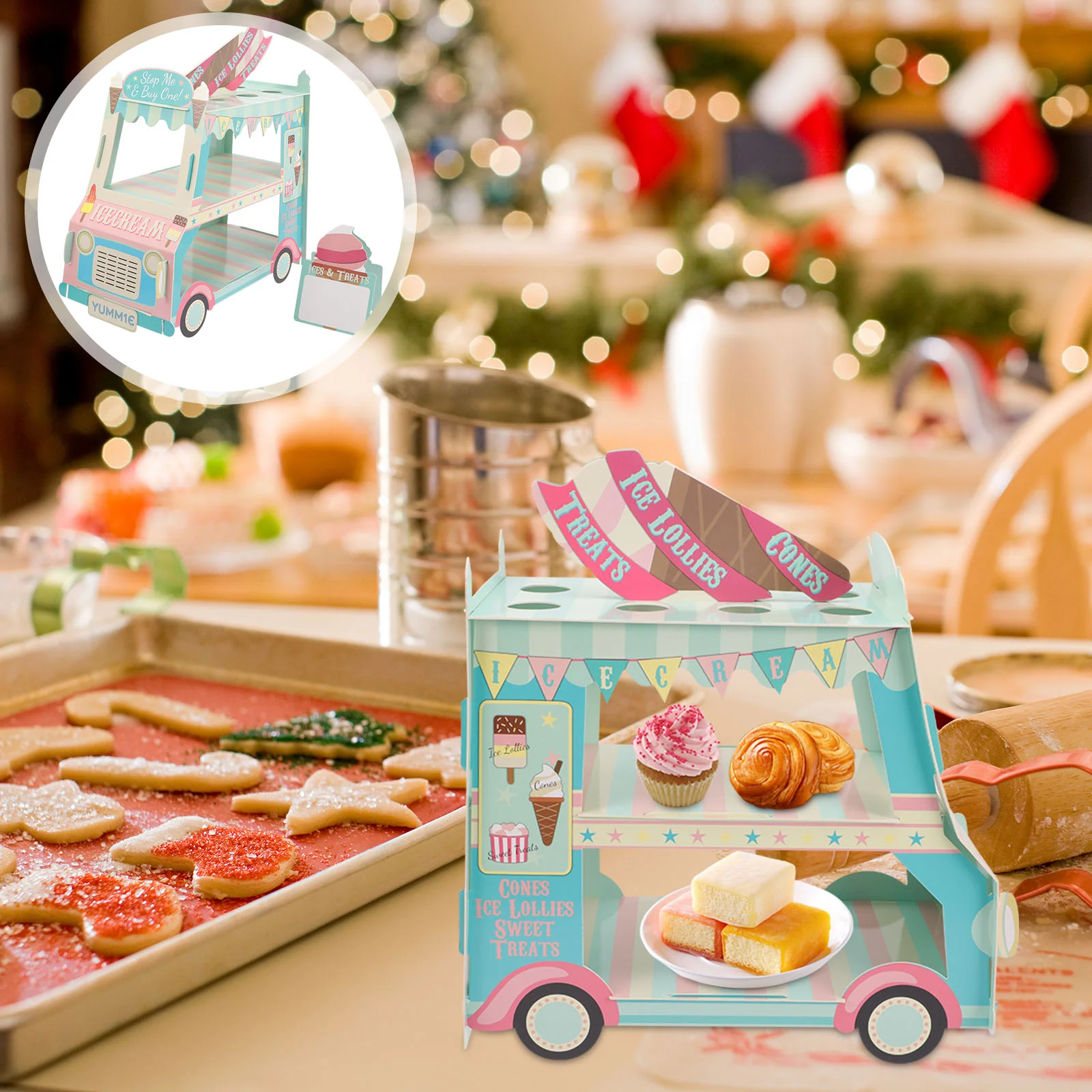 

Premium Paper Ice Cream Truck Cupcake Stand Wedding Party Cake Display Rack Dessert Table Decor Paper Van Kitchen Bar Supplies