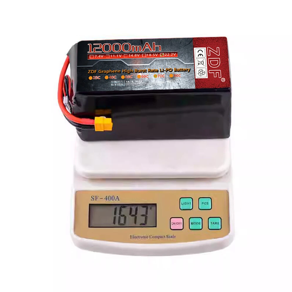 ZDF Graphene Battery 6S Lipo 22.2V 8000mah 9000mah 12000mah 70C Drone Battery with EC5 XT90-S Anti spark Plug for Heli