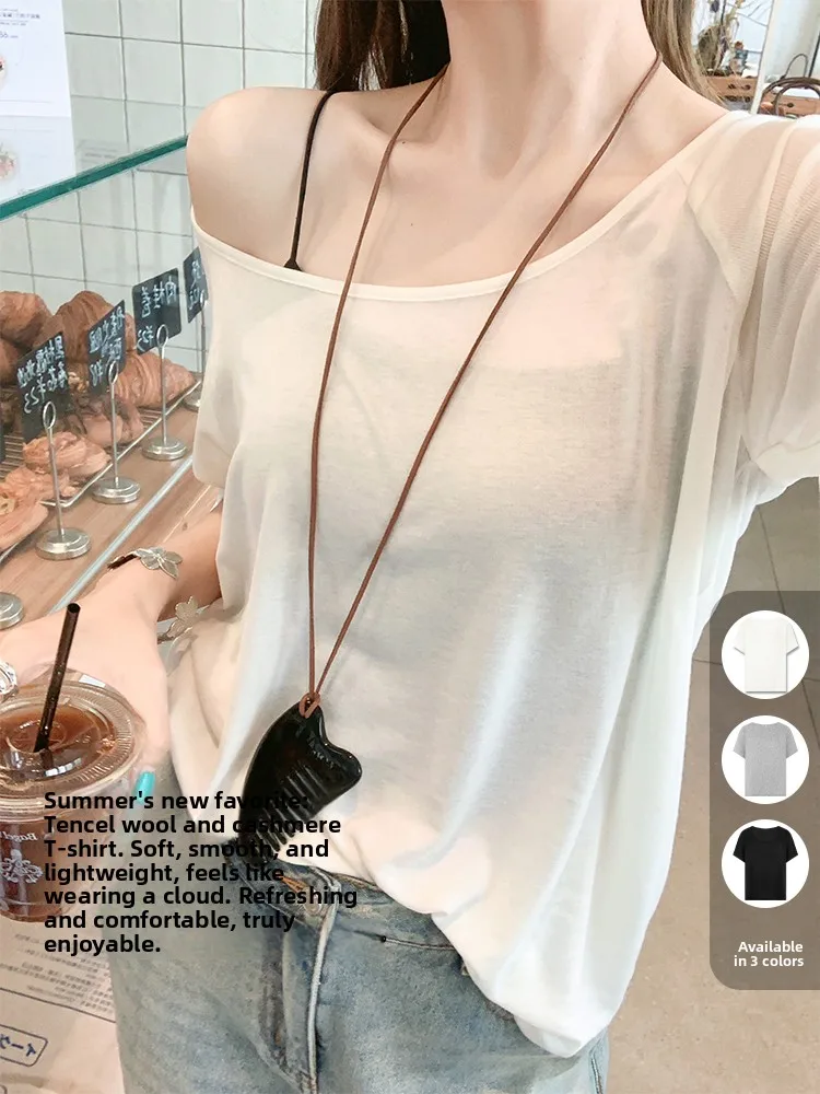 

Meiyang Mis Morning, шелковая шерстяная круглая футболка Ne ort Sve, женская повседневная свободная летняя футболка с классическим узором