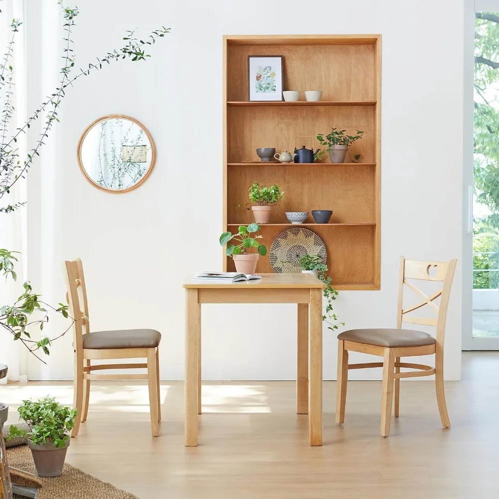 Cabin 33.5" Wooden Dining Table/Small Rectangular Modern Farmhouse Solid Wood Kitchen Table Desk