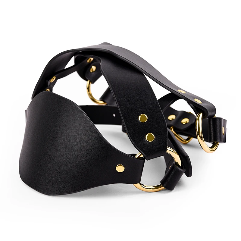 Adjustable Gold/Silver Black Leather Eye-Mouth Mask Gag BDSM Costume Gadget Bondage Adult Sex Toys for Couples Lesbian SM Toy