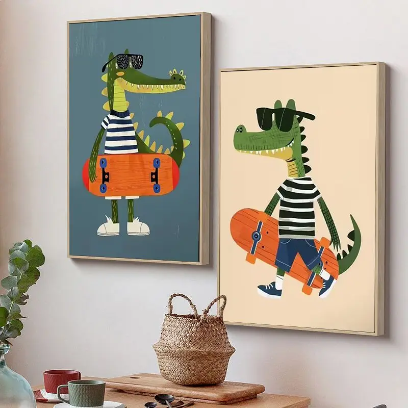 

CHENISTORY Paint By Number Animals playing skateboarding Drawing On Canvas HandPainted DIY Pictures By Number Kits Home Decor
