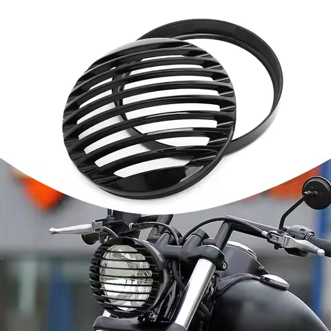 Motorcycle 5 3/4" 5.75" LED Headlight Grill Cover Black ABS Accessories For Harley Sportster XL883 XL1200 XL1200X X48 2004-Up