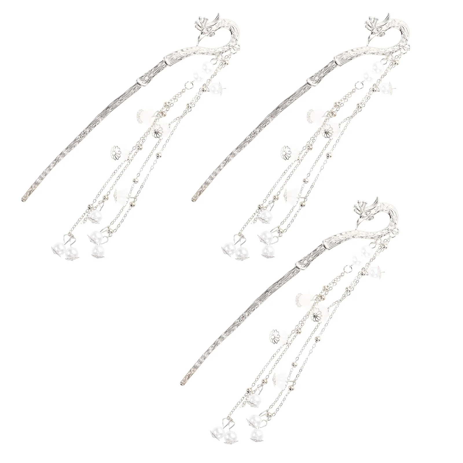 

Набор из 3 китайских заколок для волос с подвесками-кисточками – металлические вилки для волос в винтажном стиле для женщин, для украшения пучка, современный дизайн