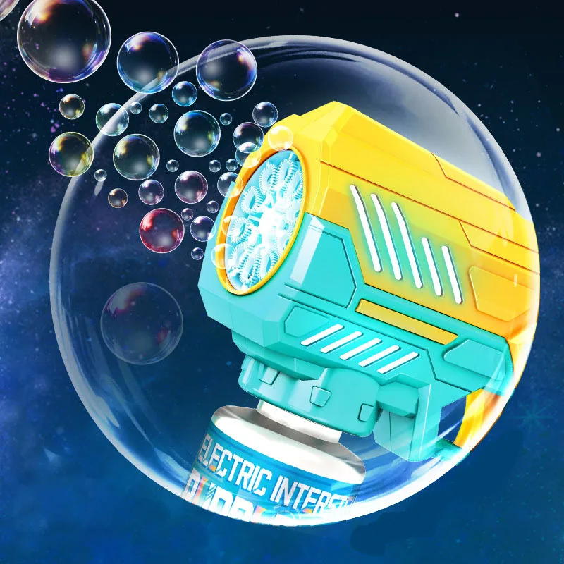 2024 Nowa przyomatyczna maszyna do baniek mydlanych dla dzieci Świecąca zabawka Gry na świeżym powietrzu Prezent Pistolet do baniek międzygwiezdnych bez wody bąbelkowej.