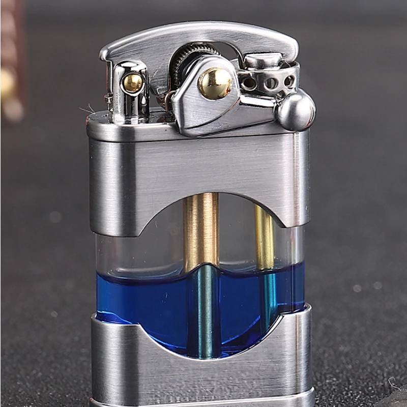 2024 Zorro New Windproof Waterproof Kerosene Lighter with Transparent Oil Tank Creative Retro Grinding Wheel Flint Metal Lighter