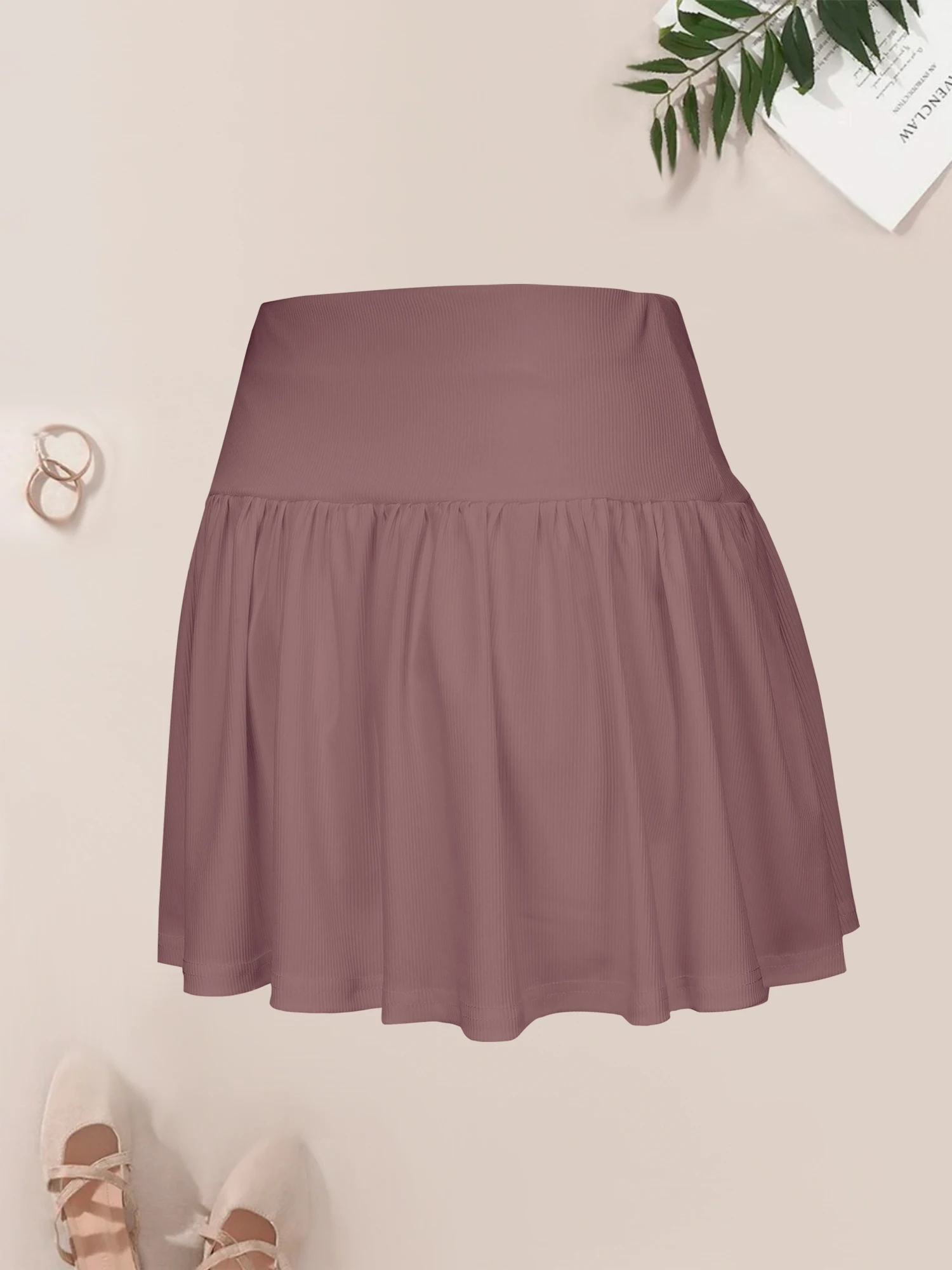 Eleganter, hochtaillierter, einfarbiger Strick-Minirock, dehnbar, lässig, vielseitig, für Arbeit, Pendeln und Alltag geeignet, kurzer Rock. – Detail 17