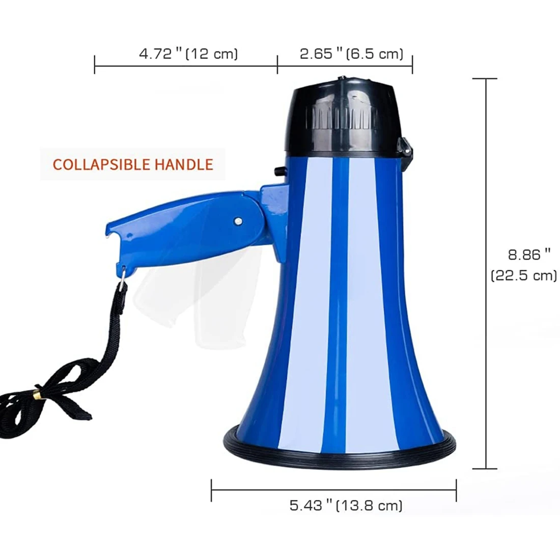 25 Watt Compact Megaphone Speaker PA Bullhorn - with Built-in Siren, Voice Recorder, Bottle Opener,Blue image 4
