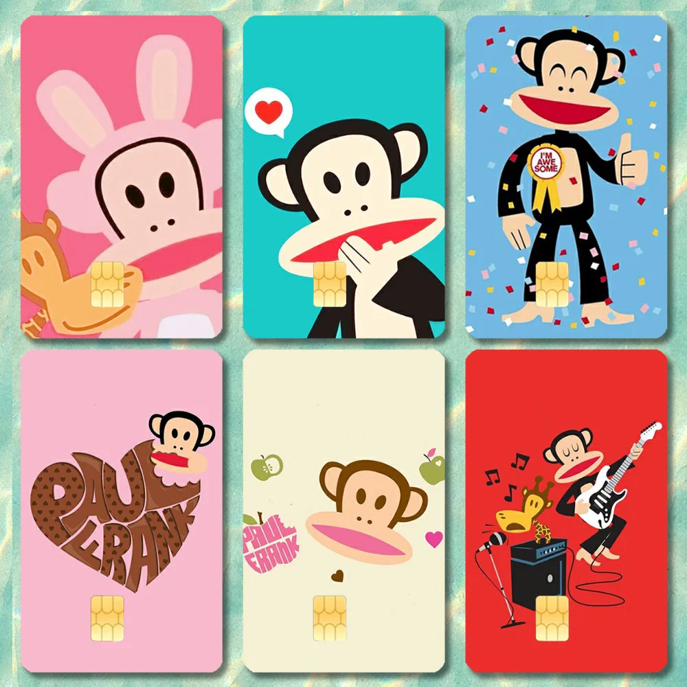 P-Paul monkey F-Frank Stickers Cartoon Credit Card Visa Debit Bank Charge Card Bus Metro Waterproof Sticker Decal Decoration