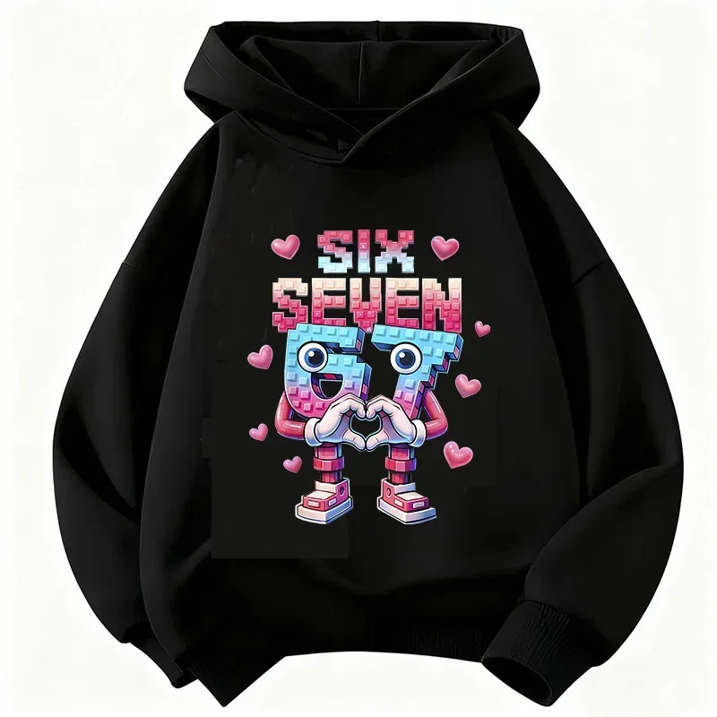 Six Seven Hoodie Kids 67 Robot Number Cartoon Game Gamer Cool Vintage Aesthetic Oversized Casual Sport Sweatshirts