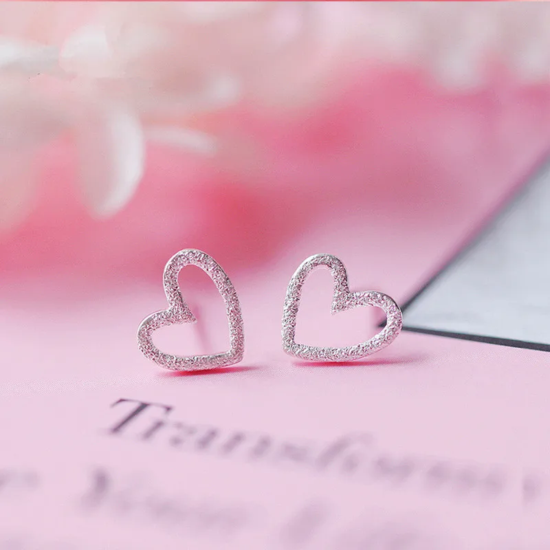 Boucles d'oreilles en forme de cœur plaqué argent 925 pour femmes et filles, bijoux simples, cadeau de mariage, fête d'anniversaire, eh049