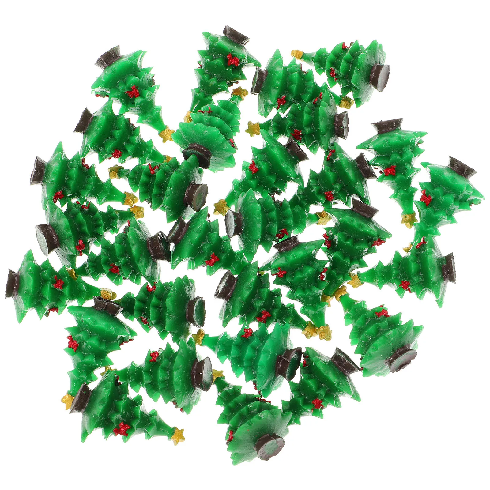 

30pcs Christmas Miniature Tree Resin Decor Craft Christmas Tree Desktop Ornament Microlandscape Supplies For Holiday Party