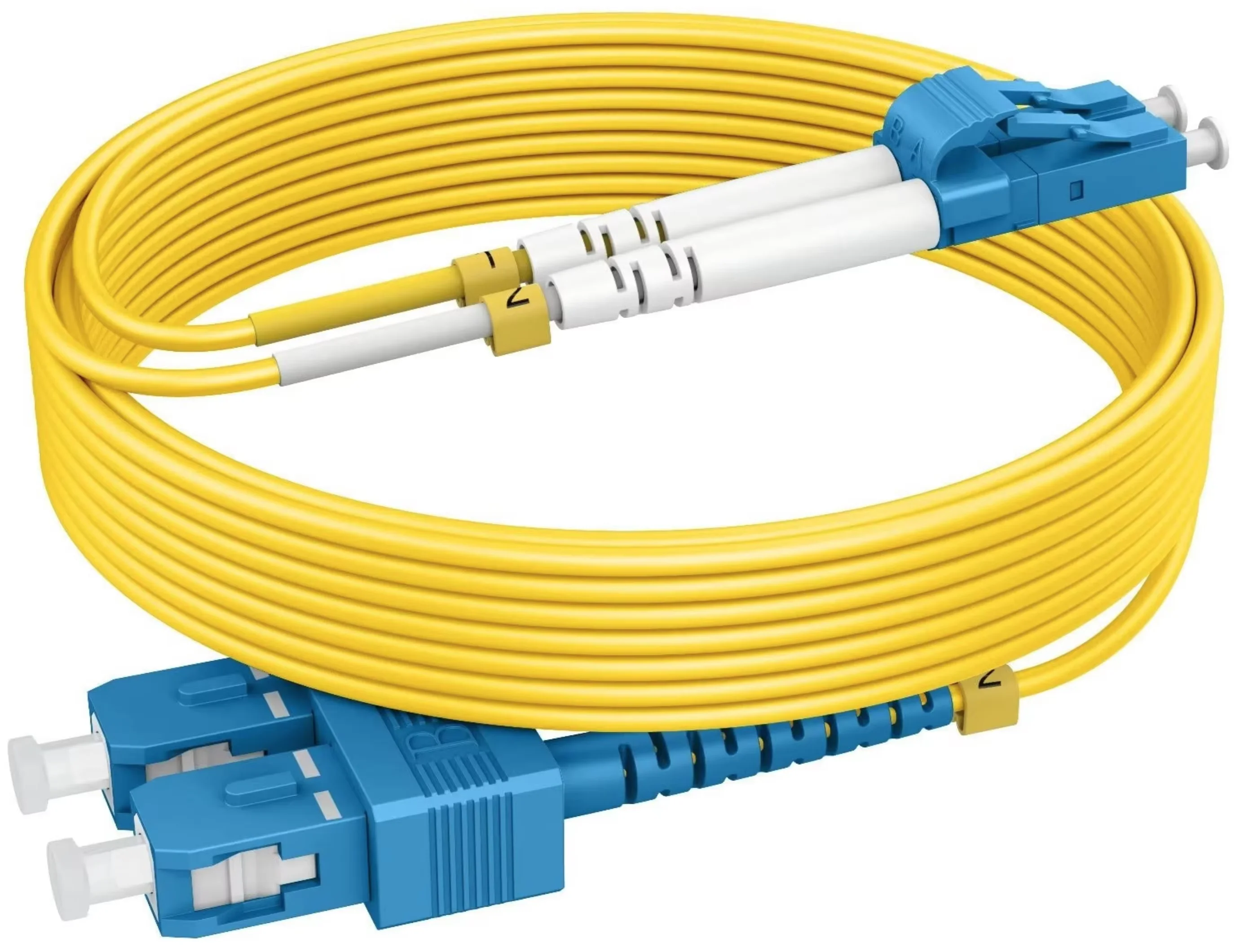 OS2 SC/UPC to LC/UPC Duplex Single Mode Fiber Optic Patch Cable, 9/125μm SMF, LSZH Jacket, 2.0mm