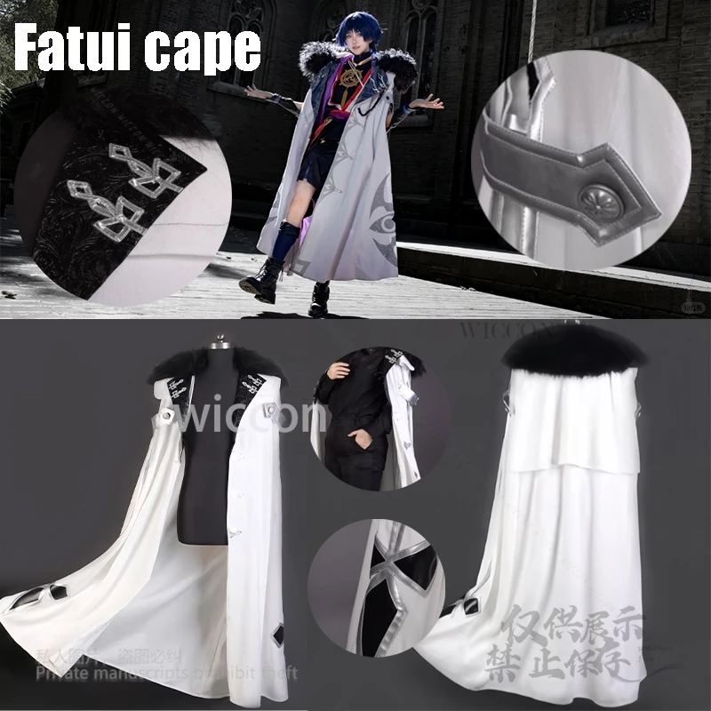 

MoeMimic Anime Genshin Impact Fatui Cosplay Costume Cape Cape Fur Collar Wanderer Columbina II Capitano High Quality Gothic Cos