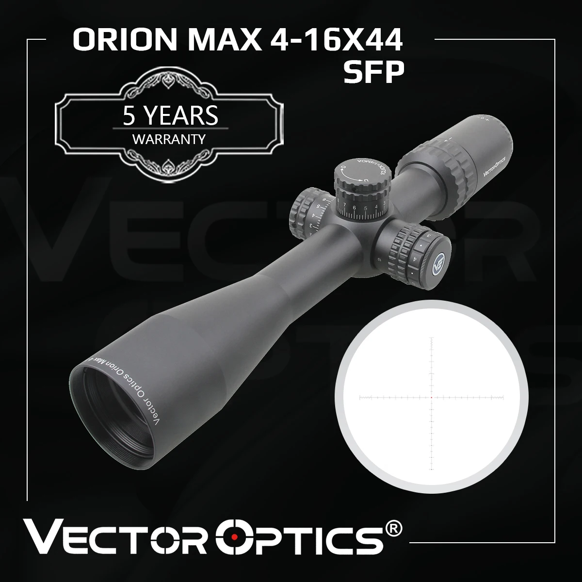 

Vector Optics Orion 4-16x44 MAX Riflescope 0.3MOA Center Dot With Illuminated Side Focus Min from 10 Yds Fit Airgun Field Target