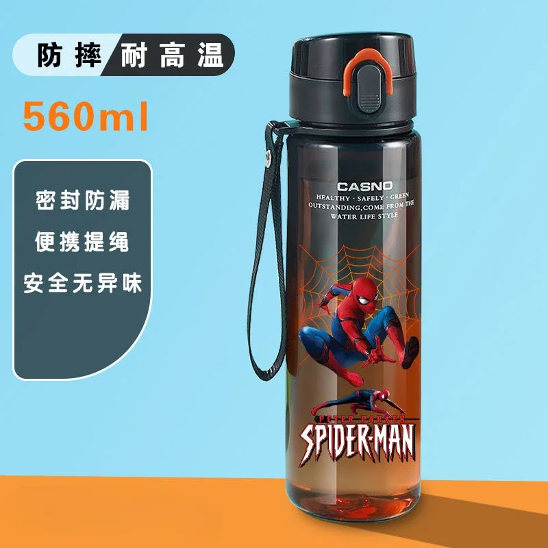 New Marvel Spider-Man Iron Man Cartoon Large Capacity Anti-fall Plastic Water Cup Creative Cool Handsome Boy Sports Water Bottle