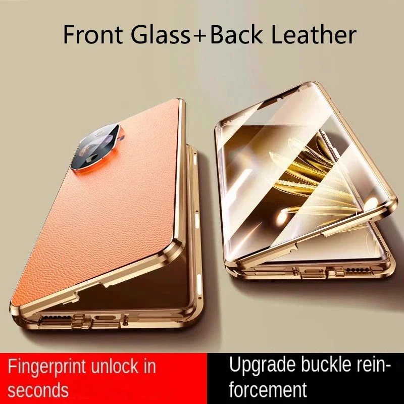 Metal Phone Case Glass Lock Buck for Huawei Nova 13 12i 12S 11 Pro 8 9 SE Y72s Y91 Y70 Y71 Lens Protect Leather Back Cover Cases