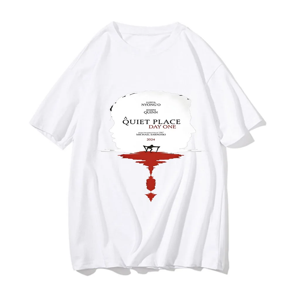 A Quiet Place Day One New Movie T-Shirt Men Women Oversized T Shirts Aesthetic Clothing Vintage Short Sleeve Classic Streetwear