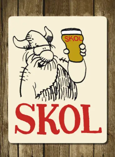 Placa de Metal Vintage Retrô Inspirada no SKOL VIKING para Cerveja Lager, Pub, Galpão, Bar ou Caverna Masculina - Alumínio