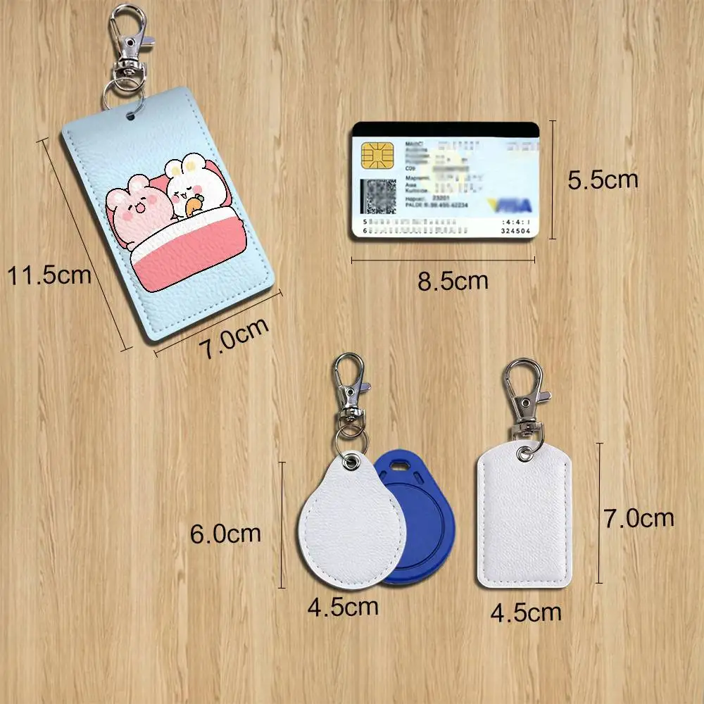 Internet-famous cartoon Asamimichan Card Holder Keychain Key Ring Door Lock Access Protective Case For Security Gift