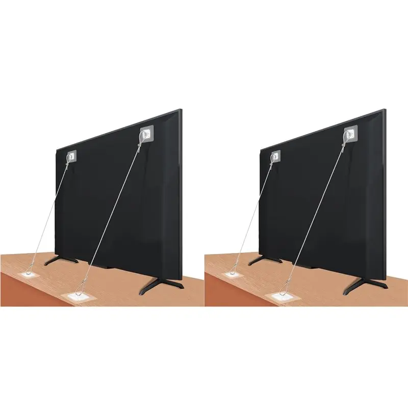 

【MUST-HAVE】42Inch TV Safety Straps (4 Pack+16 Adhesive Pad),No-Drill Adhesive Anti-Tip Furniture Anchors Kit For Baby-Proofing