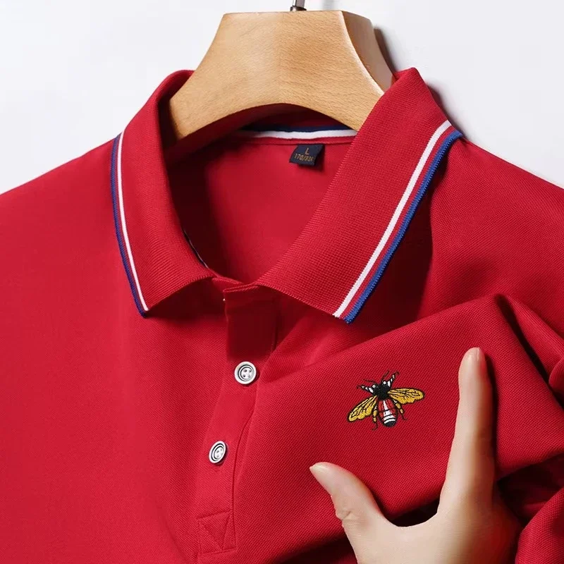 Nueva camisa Polo de manga corta informal de negocios bordada para hombre, Top transpirable cómodo de manga corta a la moda