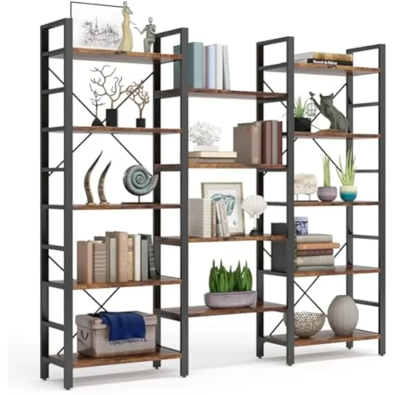 

Wide Bookcases Bookshelves Industrial Etagere Bookshelf with Open Storage Shelf for Living Room, Home Office