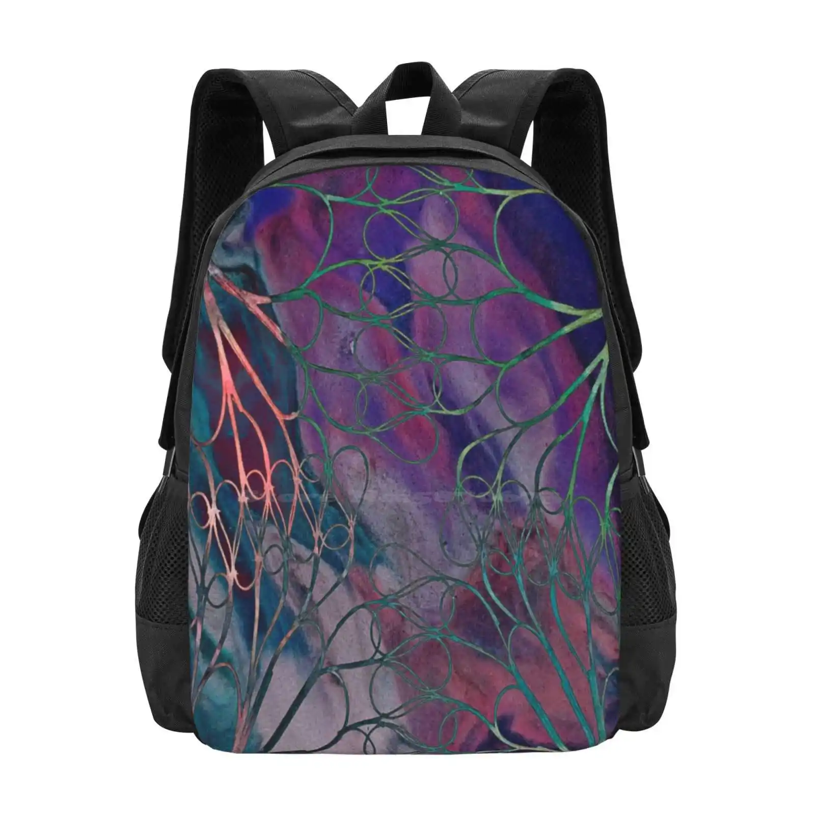 Psychological Glitch 3D Print Design Backpack Student Bag Playdough Montage Dark Ovals Abstract Art Deztiny Di Meo Color