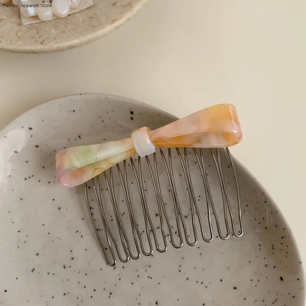 

Teeth Acetic Acid Bow Hair Comb Barrettes Styling Tool Bow Hair Clip Fixed Combs Korean Style Headwear Anti Slip Bangs Clip
