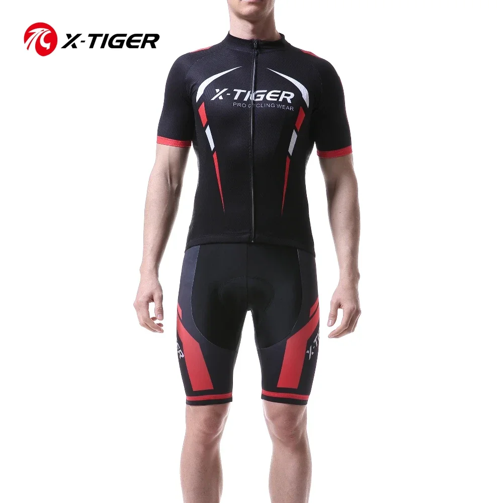 X-TIGER Men Cycling Set MTB Bicycle Wear with 3 Colors Breathable Comfortable Bike Uniform Men Cycling Jersey Set for Cyclists