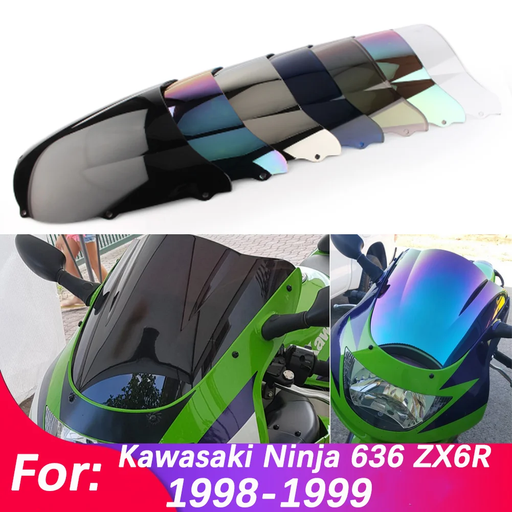 

Motorcycle Windshield For Kawasaki Ninja ZX6R ZX-6R 636 ZX636 1998-1999 Double Bubble WindScreen Accessories Fairing Deflector