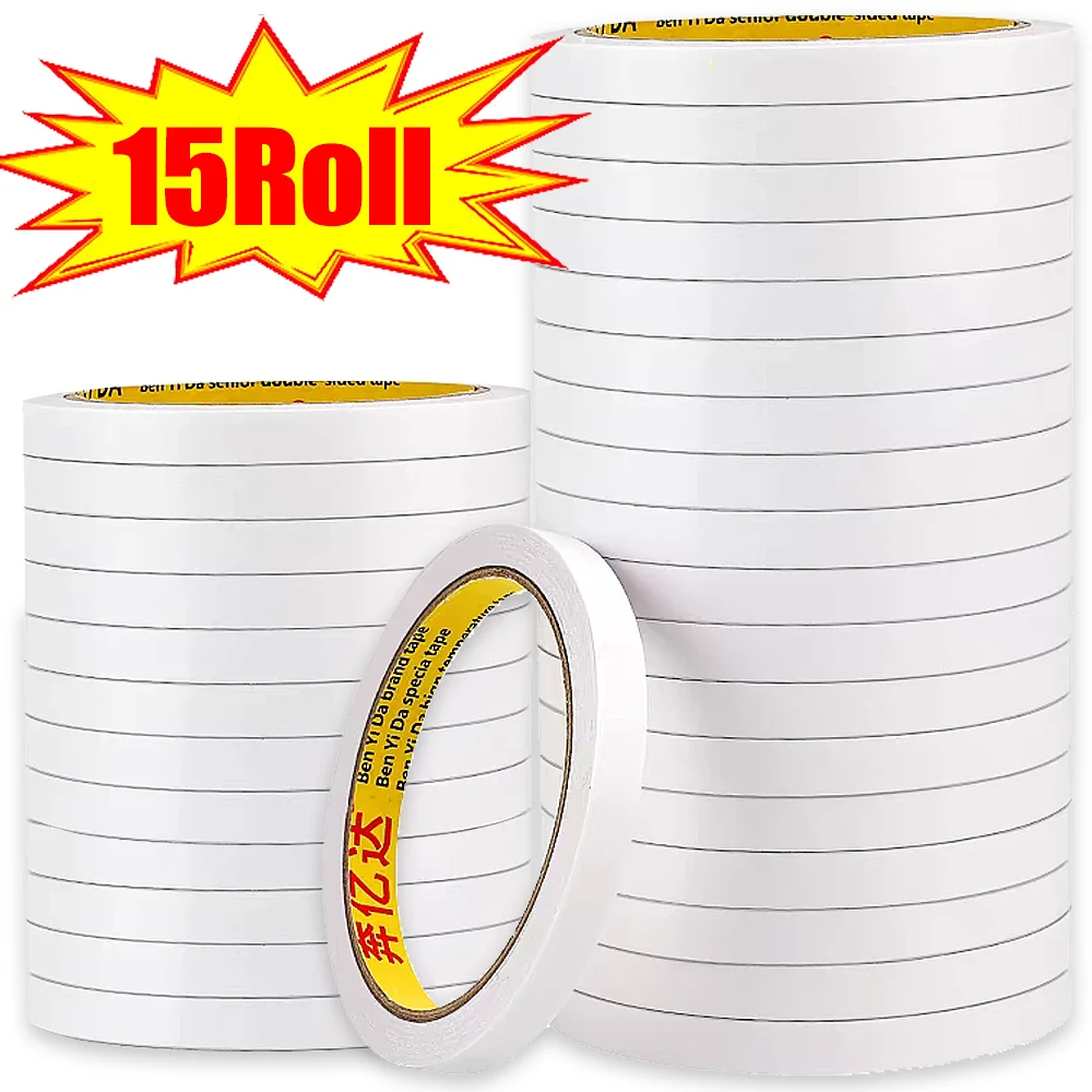Fitas auto-adesivas dupla face fortes, suprimentos de papelaria para carro de escritório doméstico, fita ultra-fina, 8m, 15 pcs, 10 pcs, 5 pcs, 3 pcs, 1pc