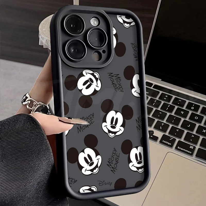 Disney Mickey Mouse szkic miękkie silikonowe etui na iPhone 14 15 Pro Max 13 12 11 X XS XR 7 8 Plus SE 2020 matowa, odporna na wstrząsy obudowa