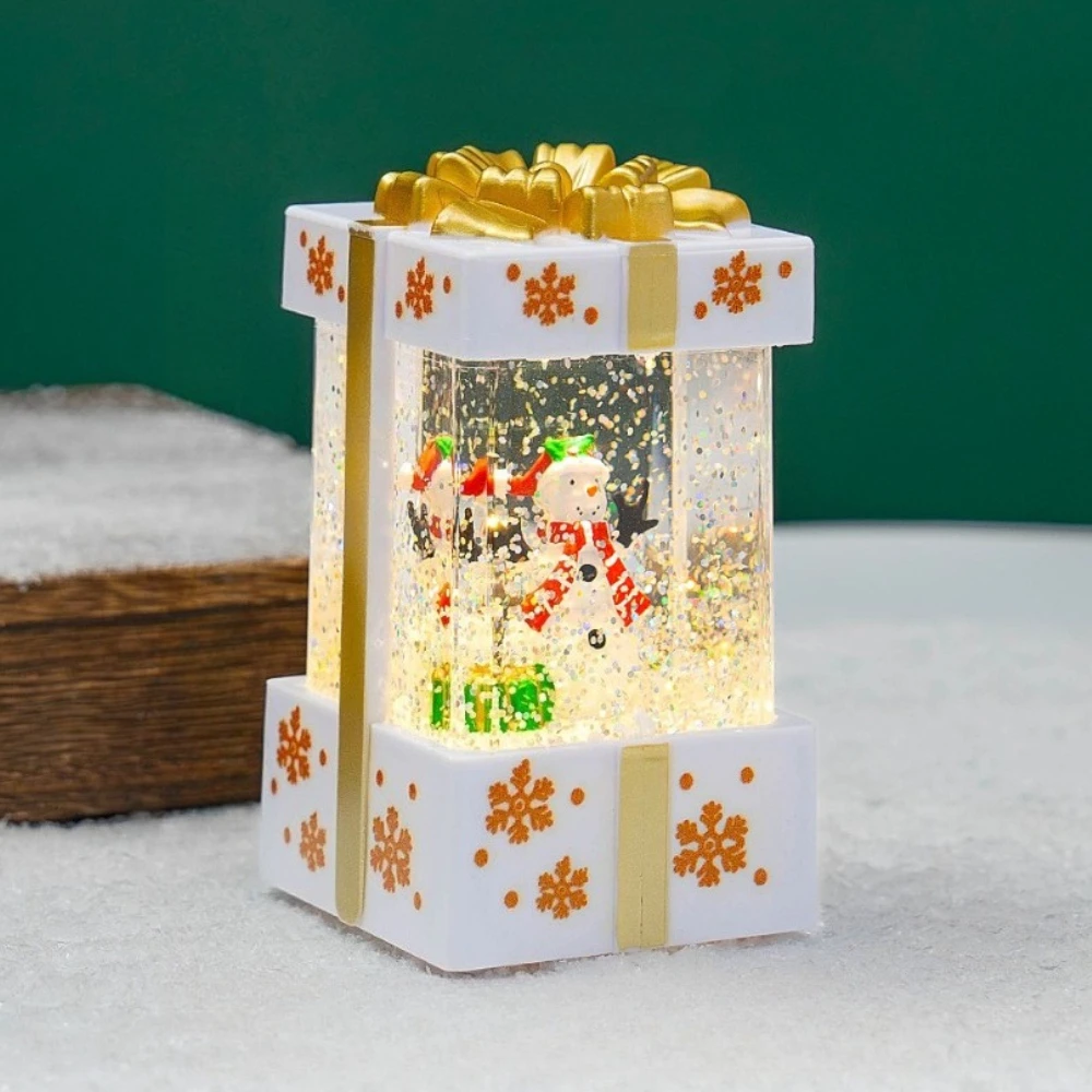 

Christmas Water Injection Floating Gift Box Night Light New Year's Home Desktop Santa Claus's Snowman Tree Decorations AG13*3