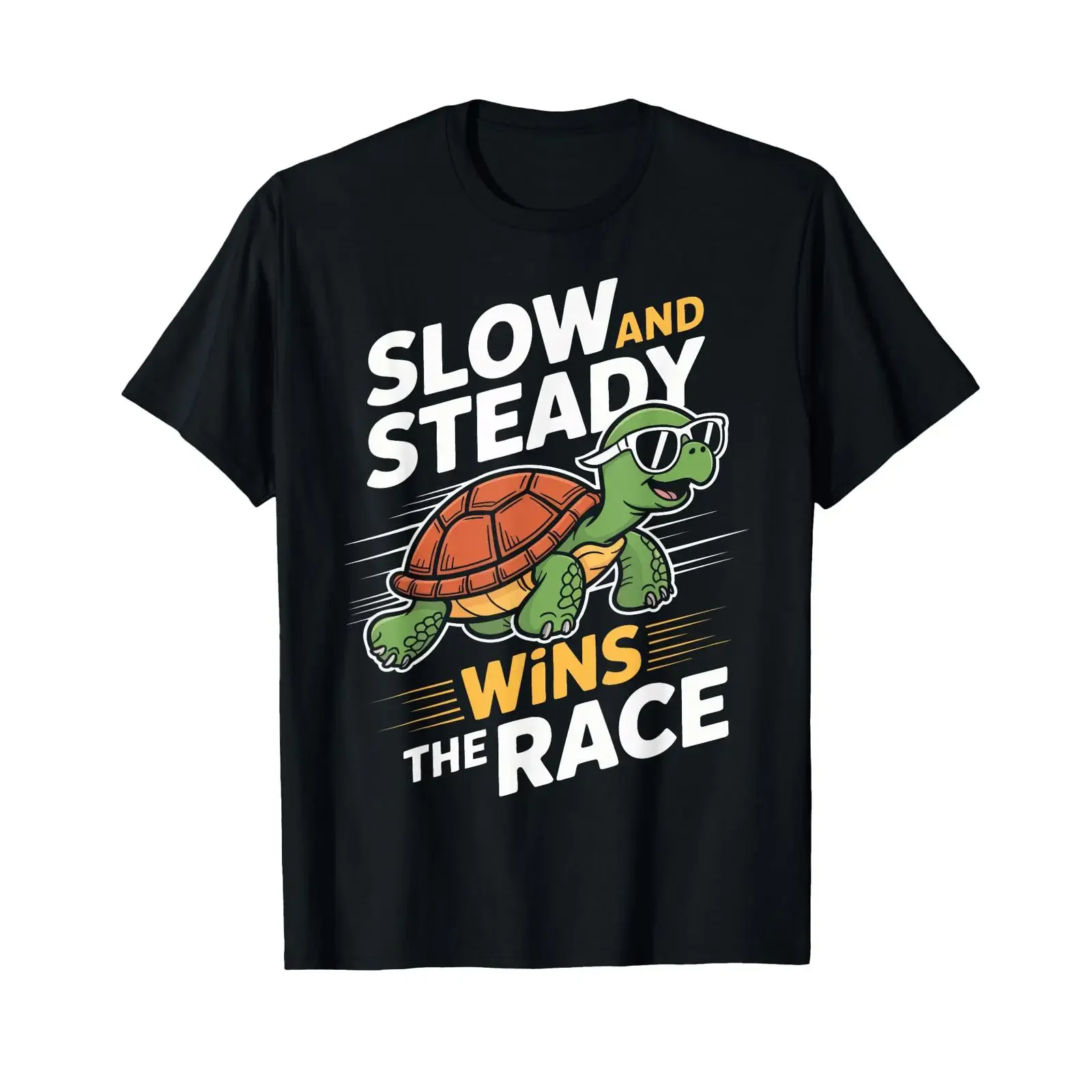 T-shirt Turtle Slow and Steady Wins The Race Turtles, vintage, lavé, confortable, streetwear, graphique décontracté, mode unisexe pour homme