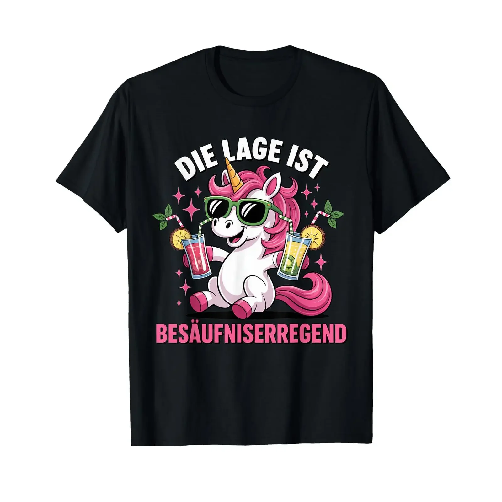 T shirt with German text Die Lage Ist Besäufniserregend Party Unicorn Malle vintage Washed designer clothes Comfortable Unisex