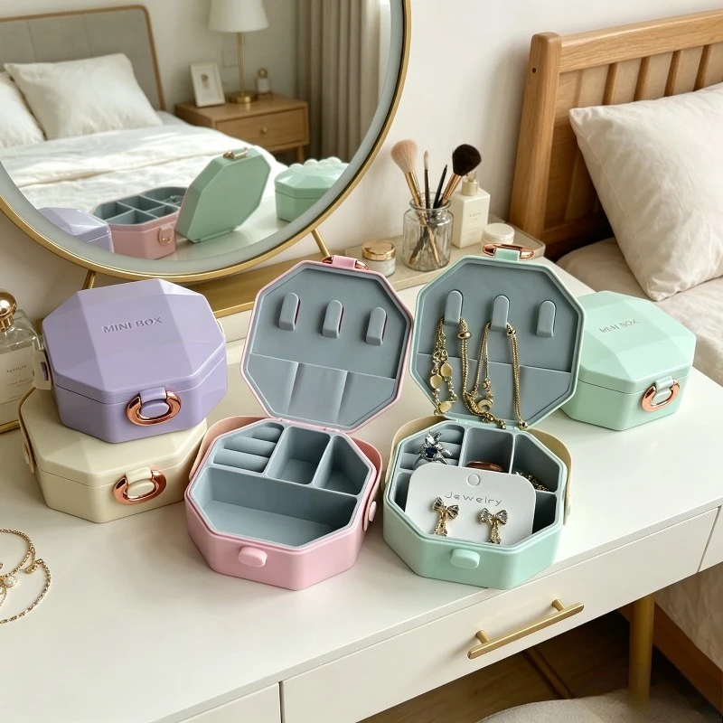 

1/4pcs Portable Travel Mini Jewelry Box Luxury Earring Ring Necklace Storage Case High Grade Jewellery Organizer Box