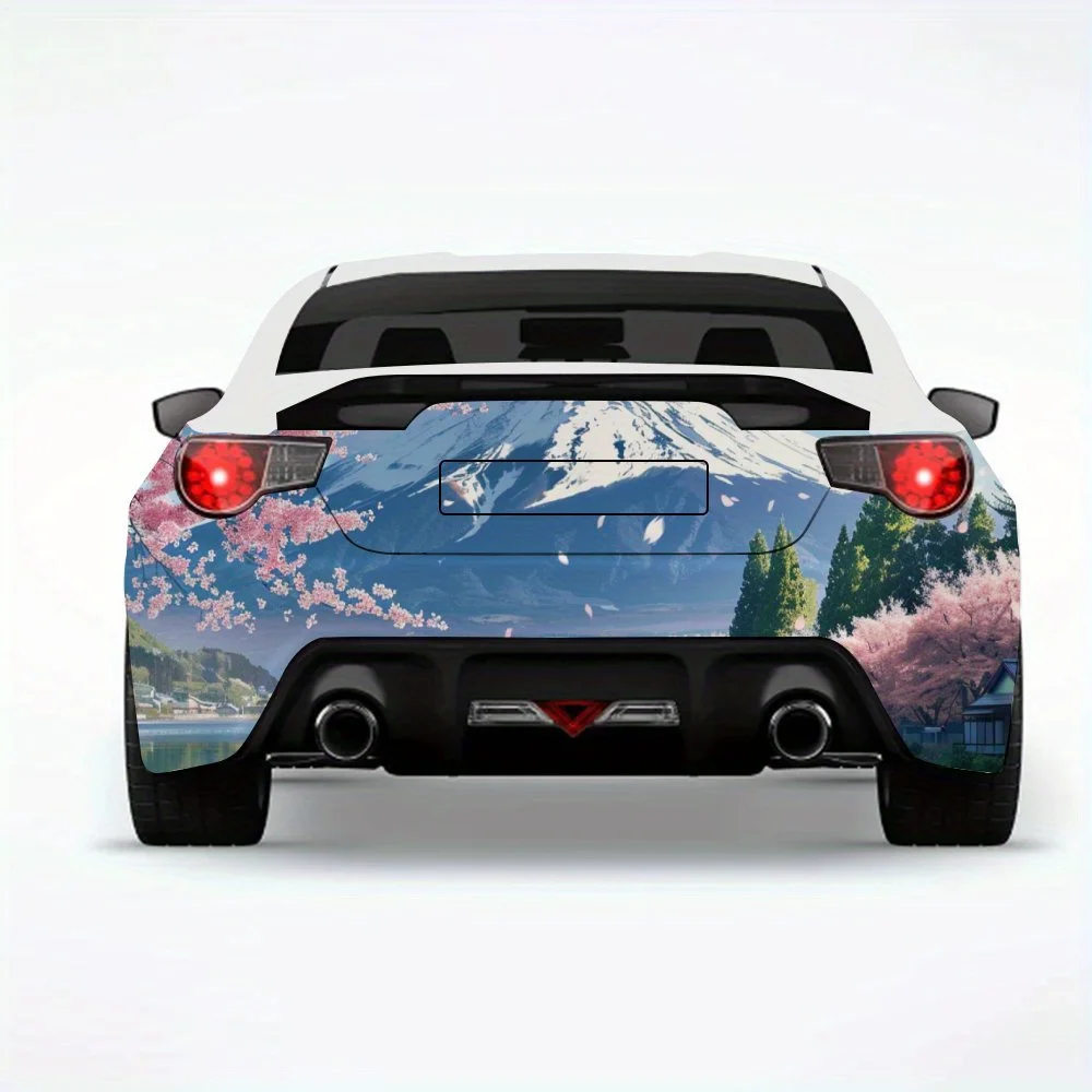 

Fuji Mountain & Cherry Blossom Car StickerVinyl Decal for Car Rear, Waterproof Self-Adhesive Vinyl Stickers for Vehicle Tail & B