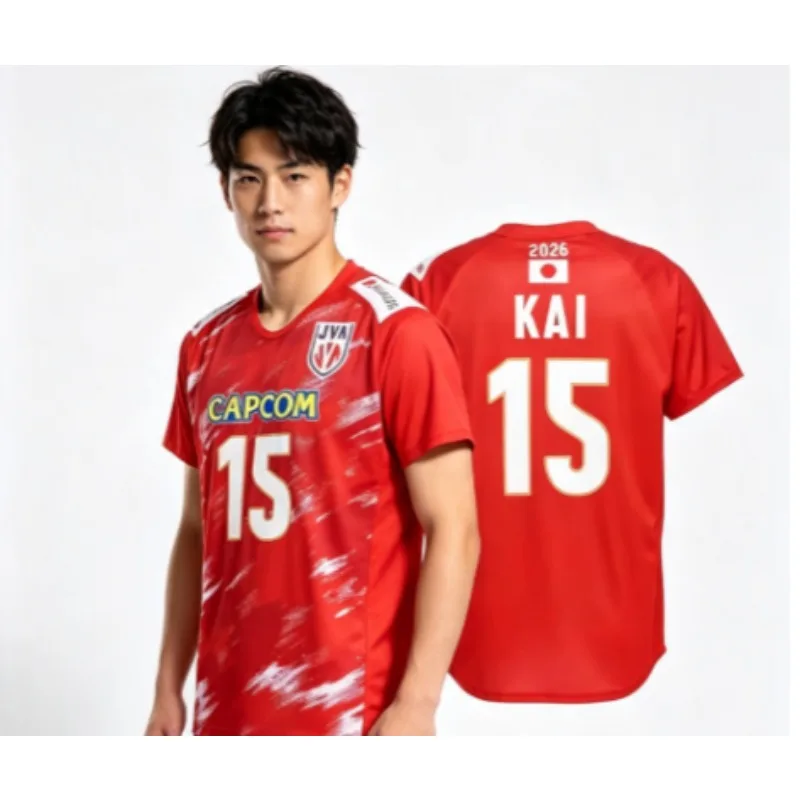 2026 Japan Men's Volleyball Cosplay No.12 T-shirt Quick Dry Short Sleeve Volleyball Fan Training Casual Sport Tee Sportswear