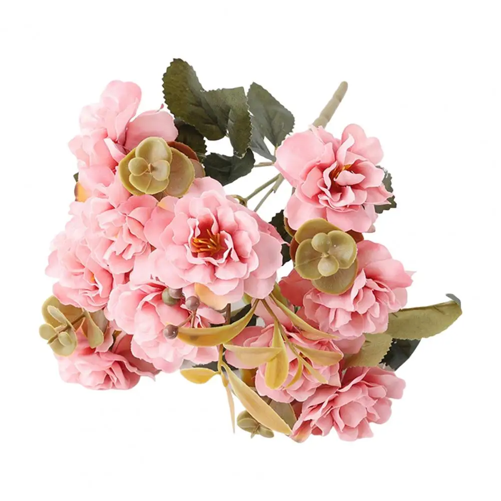 Beautiful Fake Flower No Watering Portable Artificial Cherry Blossom 5 Forks 10 Head Artificial Peach Blossom Flower Decor